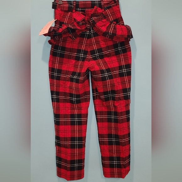 NWT SIMONE Rocha × H&M Blokecore plaid Flounce trimmed cropped pants US 4 - Picture 10 of 13